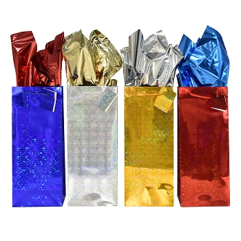 Double Bottle Metallic/Holographic Bottle Gift Bags