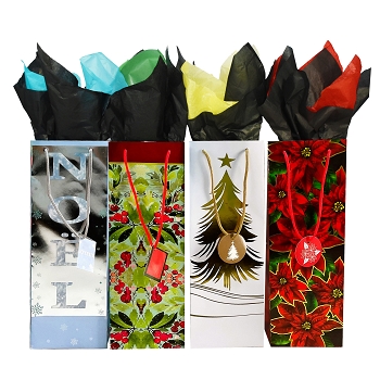  Christmas Classics Bottle Gift Bags 24/Case