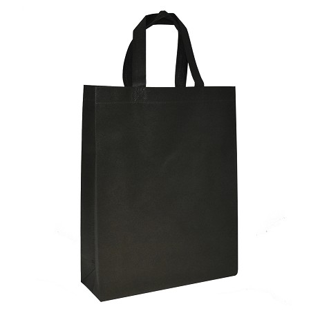 Reusable Cloth Shopping Bags-Black 12" x 14" x 4" 